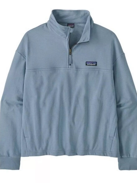 Patagonia Tops - Patagonia Ahnya 1/4 Zip Pullover Large NWT Cozy Organic Cotton Blend Blue